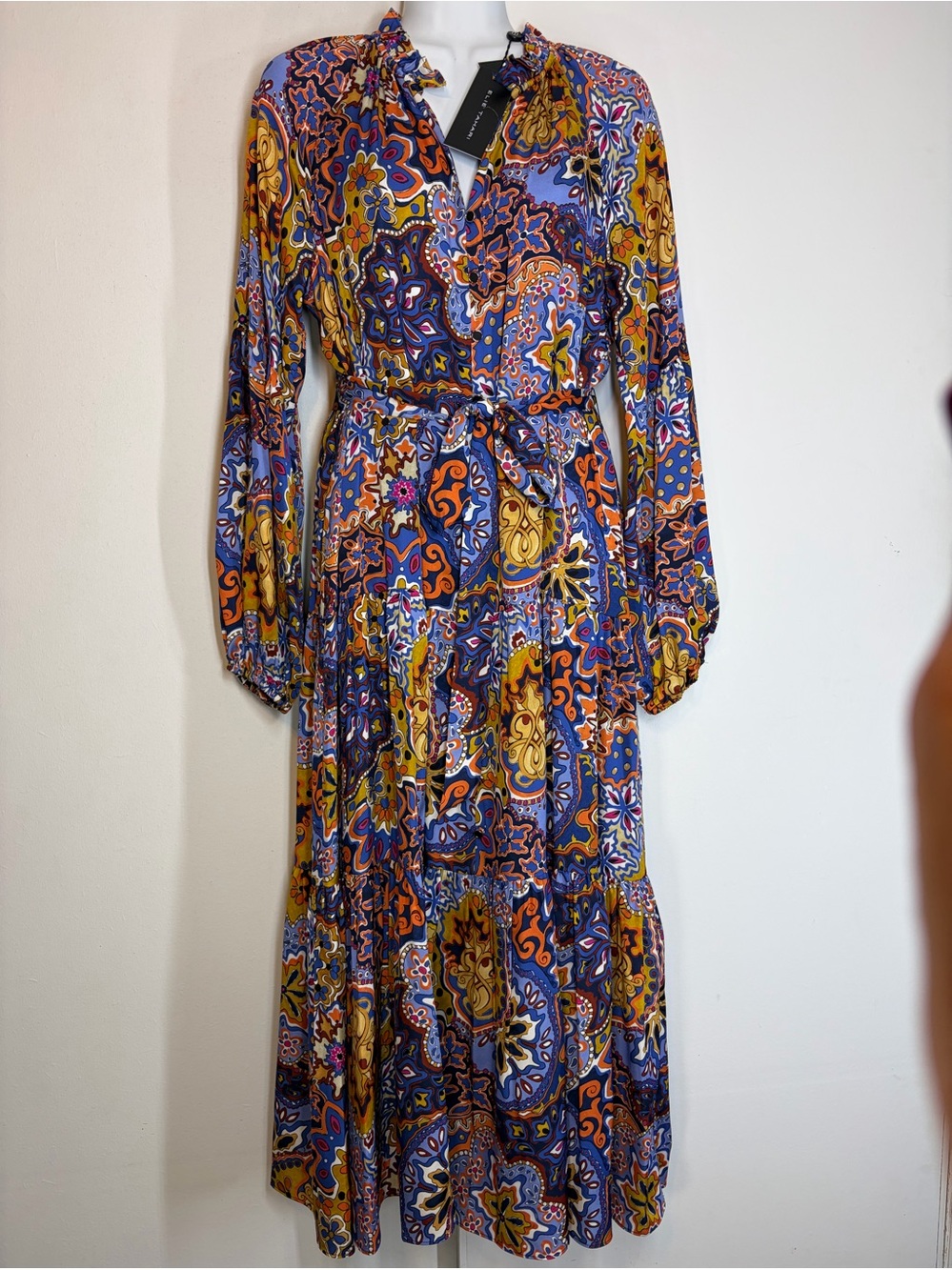 Elie Tahari Small Night Garden Print silk blend Sleeve Dress Multicolor